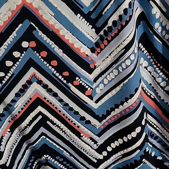 En Focus Women 16W Sleeveless Chevron Print Dress Handkerchief Hem - Picture 4 of 6